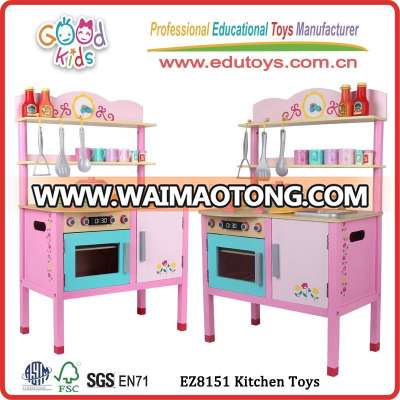 Girl Play Wooden Kitchen Toy, Modern Design Kids Kitchen Toy, Wholesale Pink Toy Kitchen for children